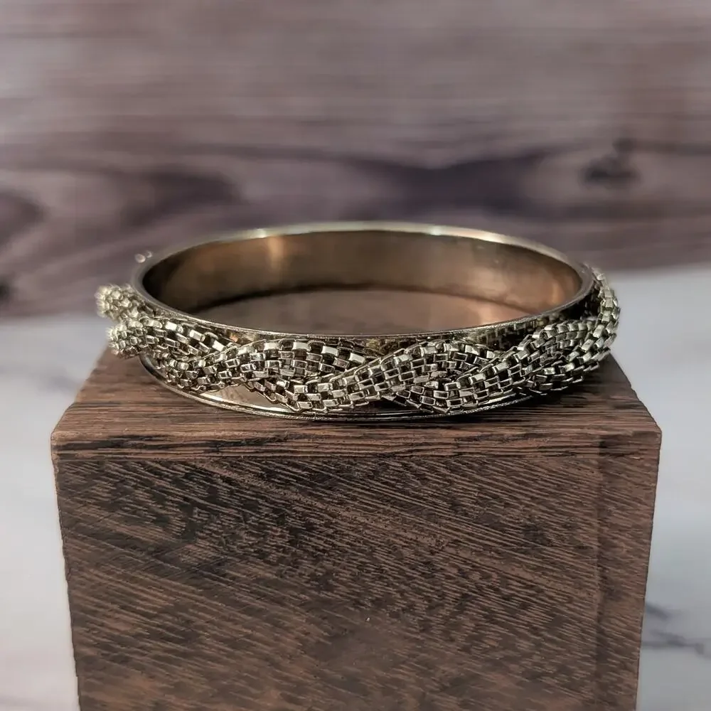 Vintage Bracelet / Bangle - Gold Tone with Woven Design